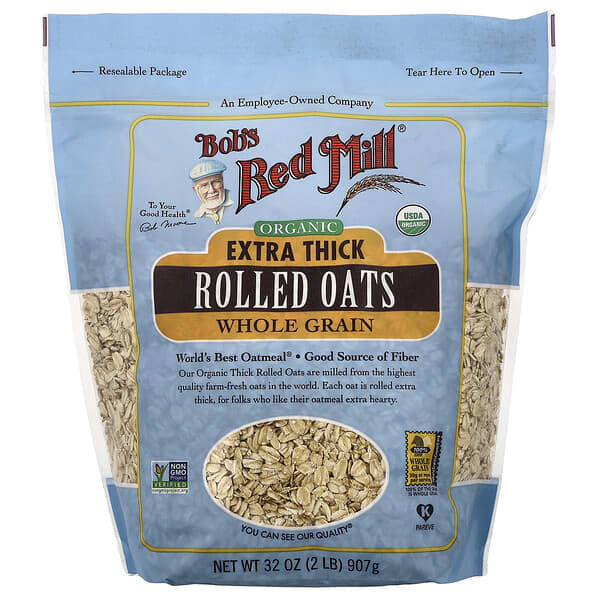 Bob's Red Mill, органические экстраплотные овсяные хлопья, цельнозерновые, 907 г (32 унции)