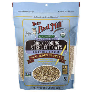 Bob's Red Mill, Organic Quick Cooking Steel Cut Oats, 1 lb 6 oz (624 g)