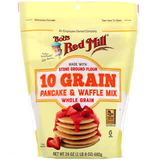 Bob's Red Mill, Mezcla para panqueques y gofres de 10 granos, Cereal integral, 680 g (24 oz)