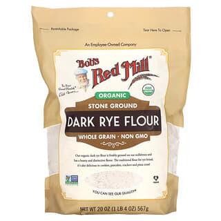 Bob's Red Mill, Organic Dark Rye Flour, Whole Grain, 20 oz (567 g)