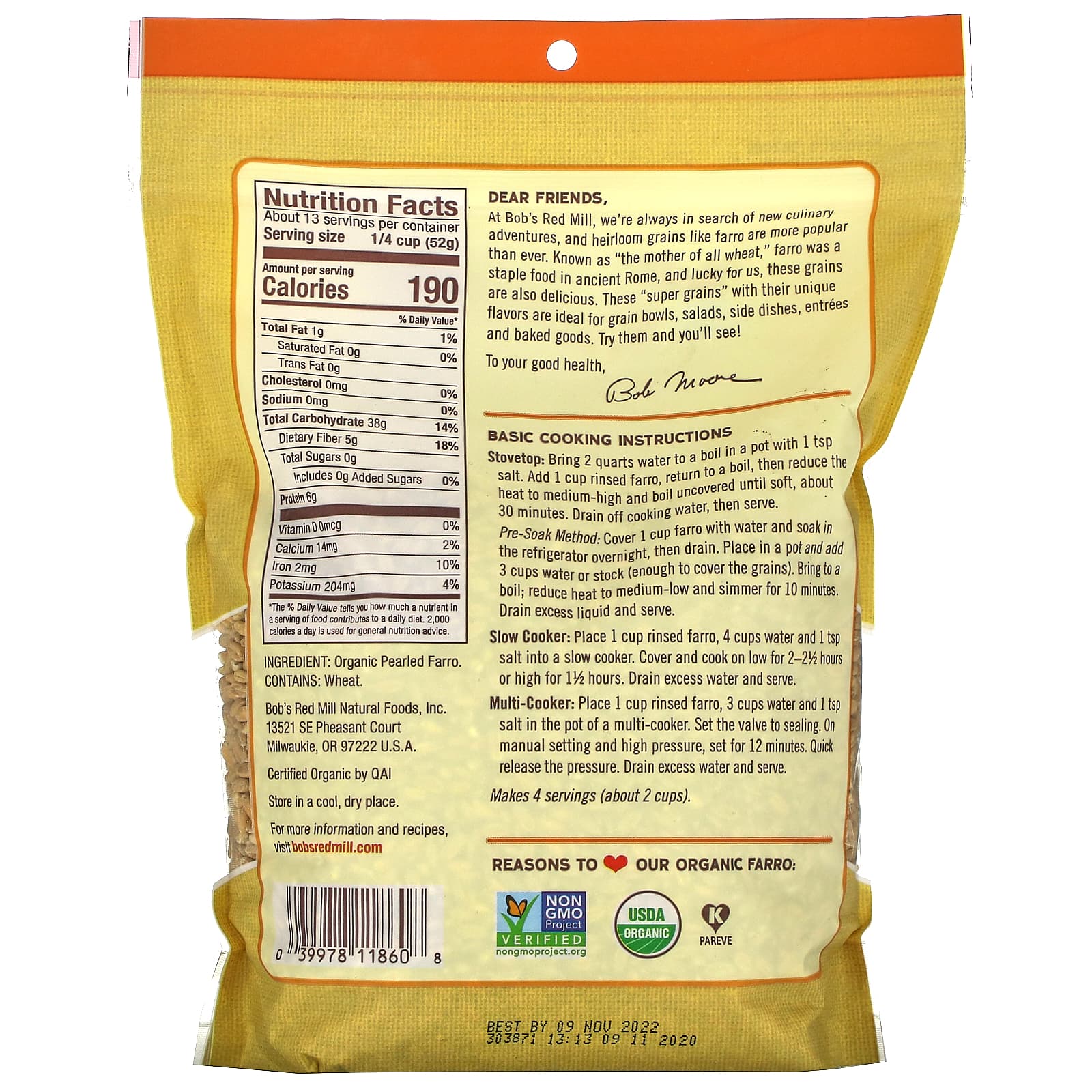 organic whole grain farro