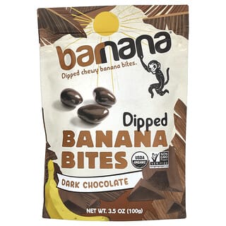 Barnana, мягкие глазированные кусочки банана, темный шоколад, 100 г (3,5 унции)