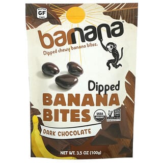 Barnana, 歯ごたえのあるディップバナナバイト、ダークチョコレート、100g（3.5オンス）