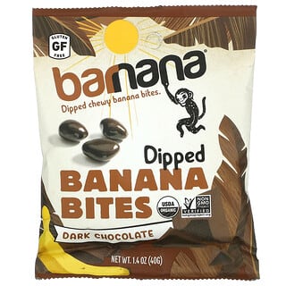 Barnana, Bocaditos de plátano masticables bañados, Chocolate negro, 40 g (1,4 oz)