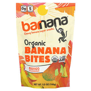 Barnana, Bocadillos de plátano orgánico, Mango y uva, 100 g (3,5 oz)