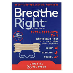 Breathe Right Tiras nasales, grandes, 100373, Bronceado, 1, 1