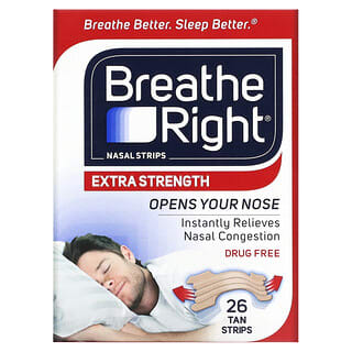 Breathe Right, Полоски для носа, усиленное действие, 26 шт.