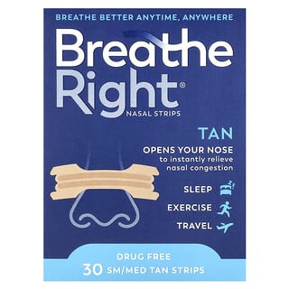 Breathe Right, Nasal Strips, Small/Medium, 30 Tan Strips