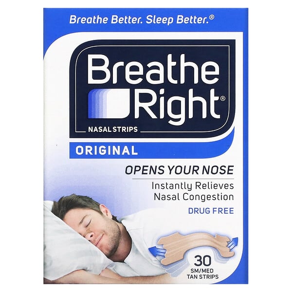 Breathe Right, 鼻貼，原裝，小號/中號，30 片棕褐色鼻貼