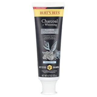 Burt's Bees, Charcoal + Whitening, зубная паста с фтором, горная мята, 133 г (4,7 унции)