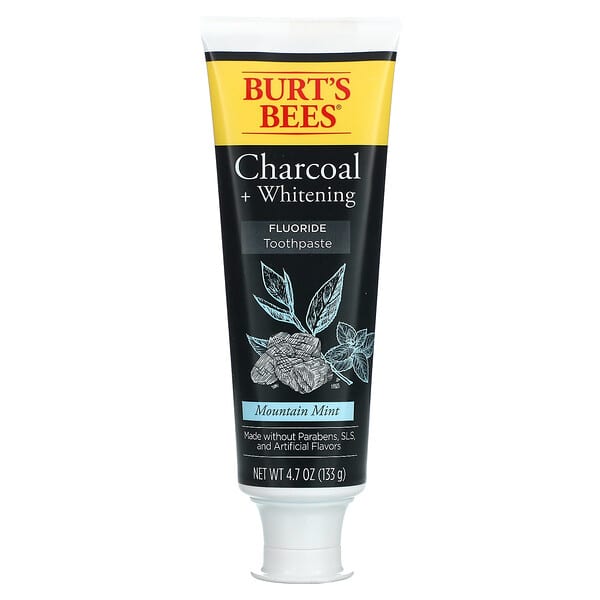 Burt's Bees‏, Charcoal + Whitening, Fluoride Toothpaste, Mountain Mint, 4.7 oz (133 g)