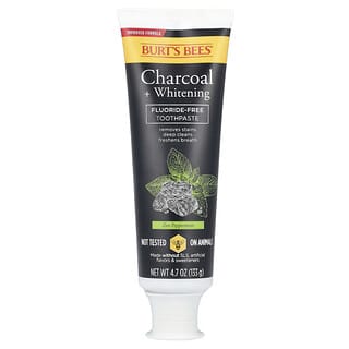 Burt's Bees, フッ素不使用歯磨き粉、Charcoal + Whitening、禅ペパーミント、133g（4.7オンス）