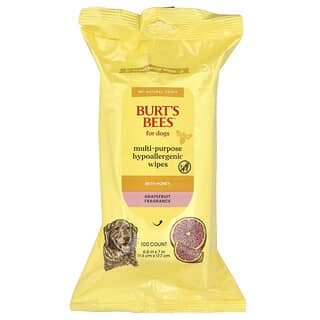 Burt's Bees, Multi-Purpose Hypoallergenic Wipes For Dogs, Grapefruit, 100 Count
