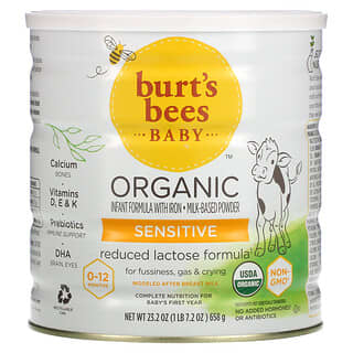 Burt's Bees, Baby, Organic Infant Formula With Iron, Sensitive, 0-12 Months, 23.2 oz (658 g)