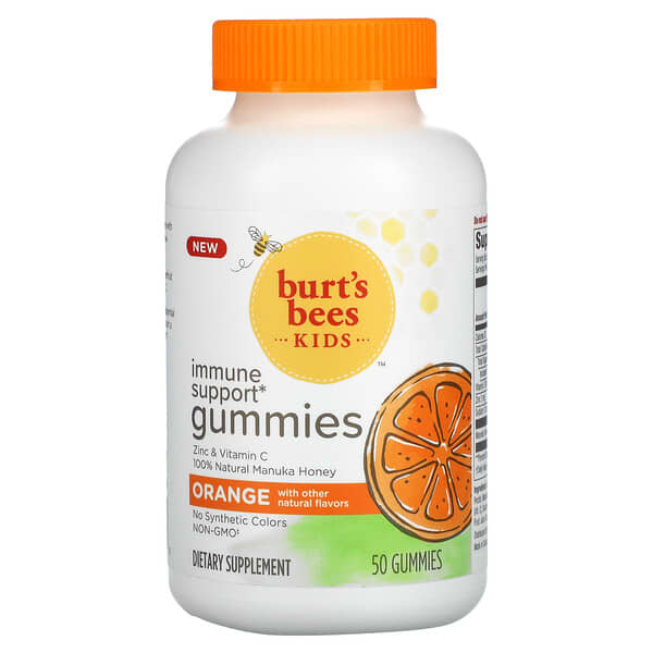 Burt's Bees, Kids, Immune Support Gummies, Orange, 50 Fruchtgummis