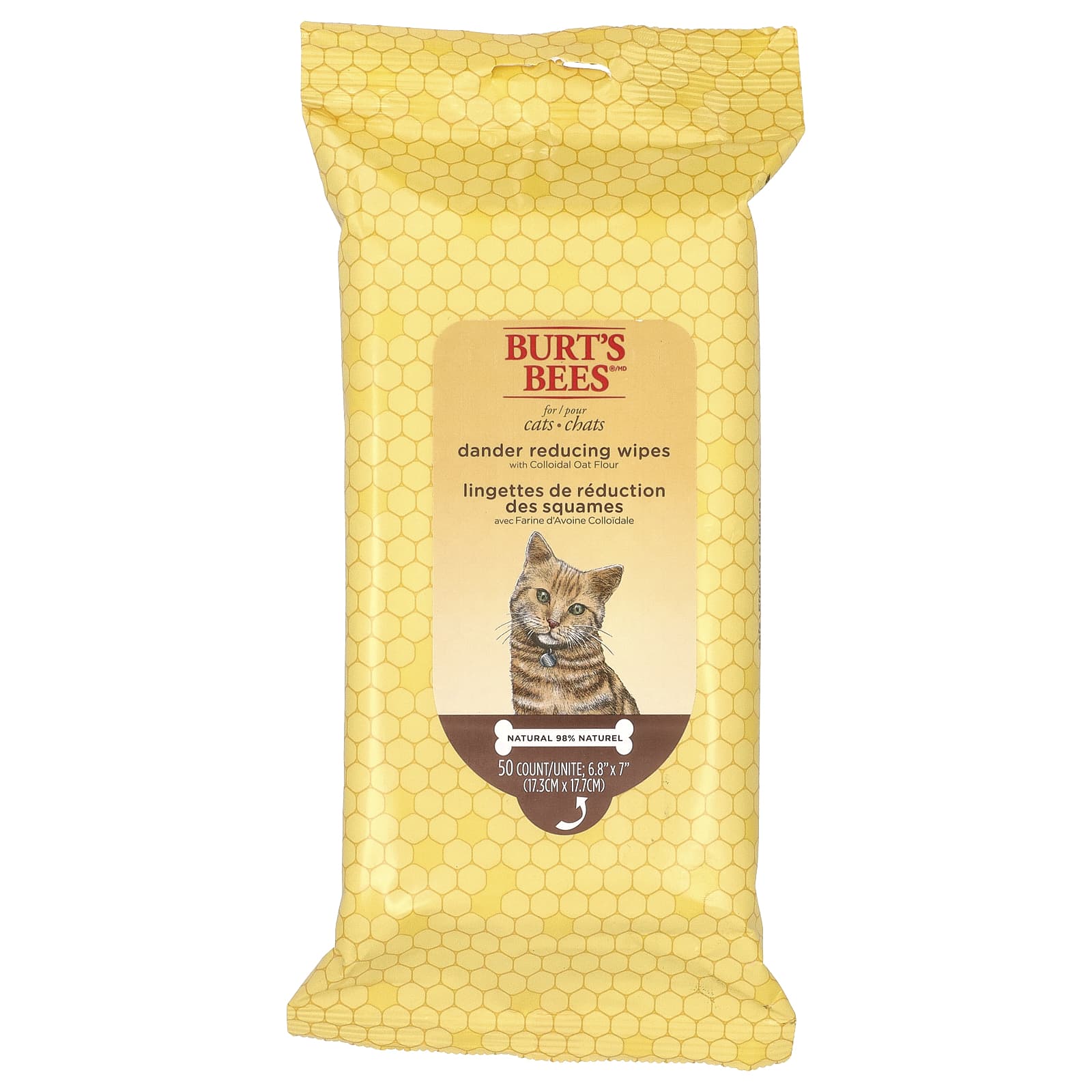 Burt's Bees, Dander Reducing Wipes with Colloidal Oat Flour, For Cats