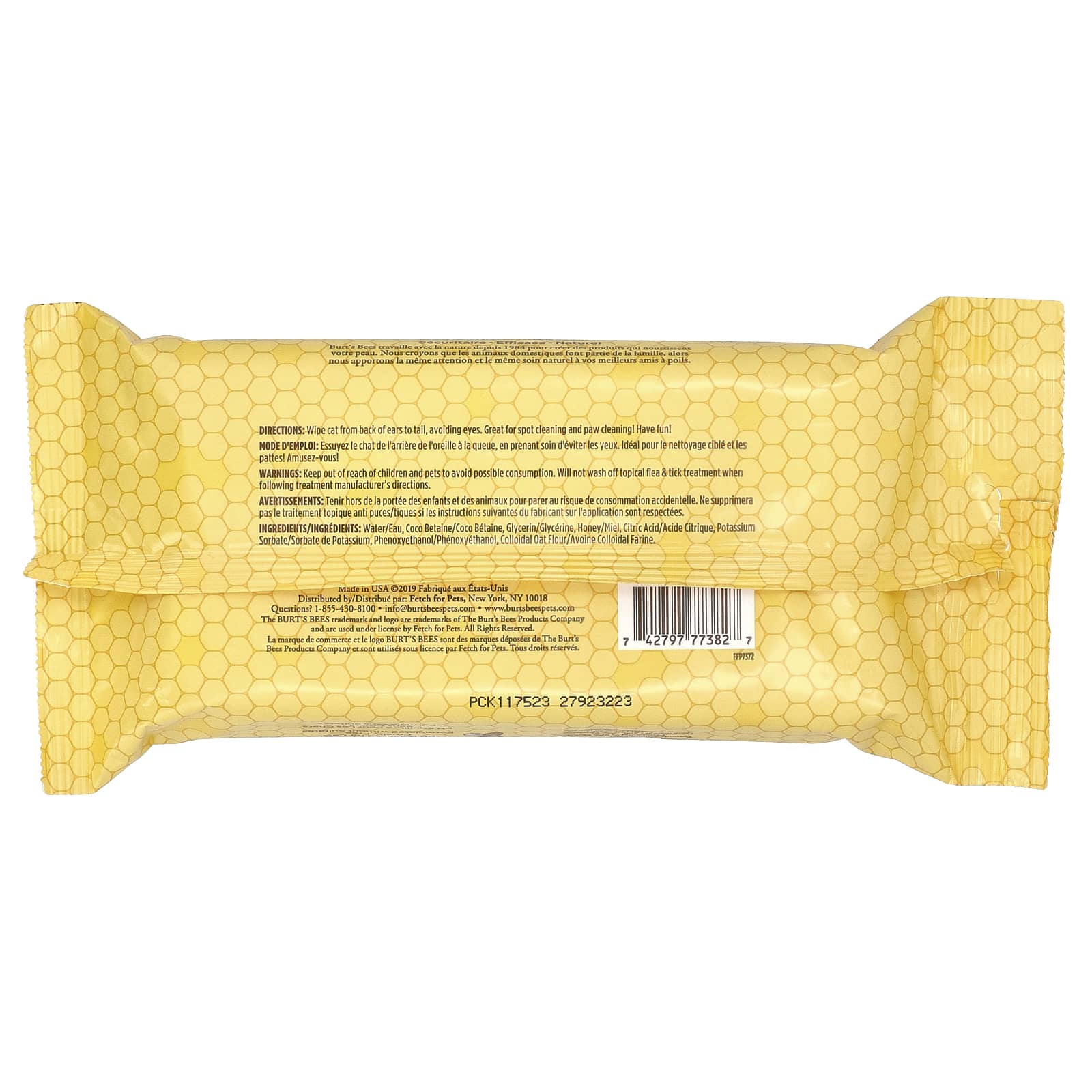 Burt's Bees, Dander Reducing Wipes with Colloidal Oat Flour, For Cats