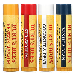 Burt's Bees, Feuchtigkeitsspendender Lippenbalsam, verschiedene Geschmacksrichtungen, 4er-Pack, je 4,25 g (0,15 oz.)