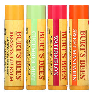 Burt's Bees, Увлажняющие бальзамы для губ, свежевыбранные, 4 шт. В упаковке, по 4,25 г (0,15 унции)