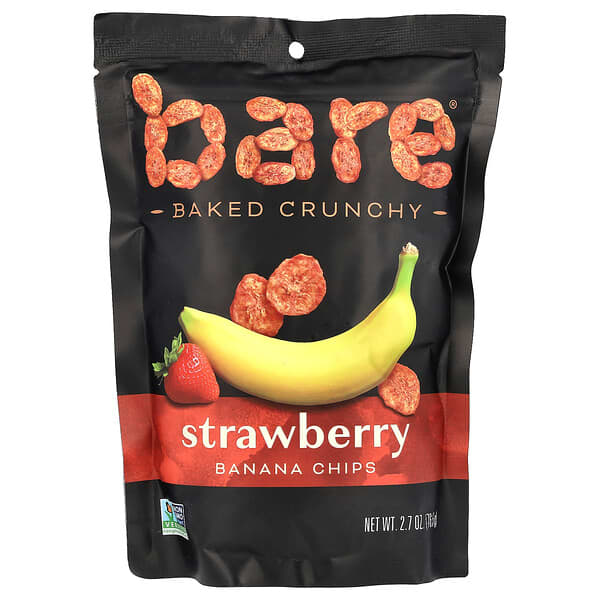 Bare Snacks, Baked Crunchy, Banana Chips, Strawberry , 2.7 oz (76.5 g)