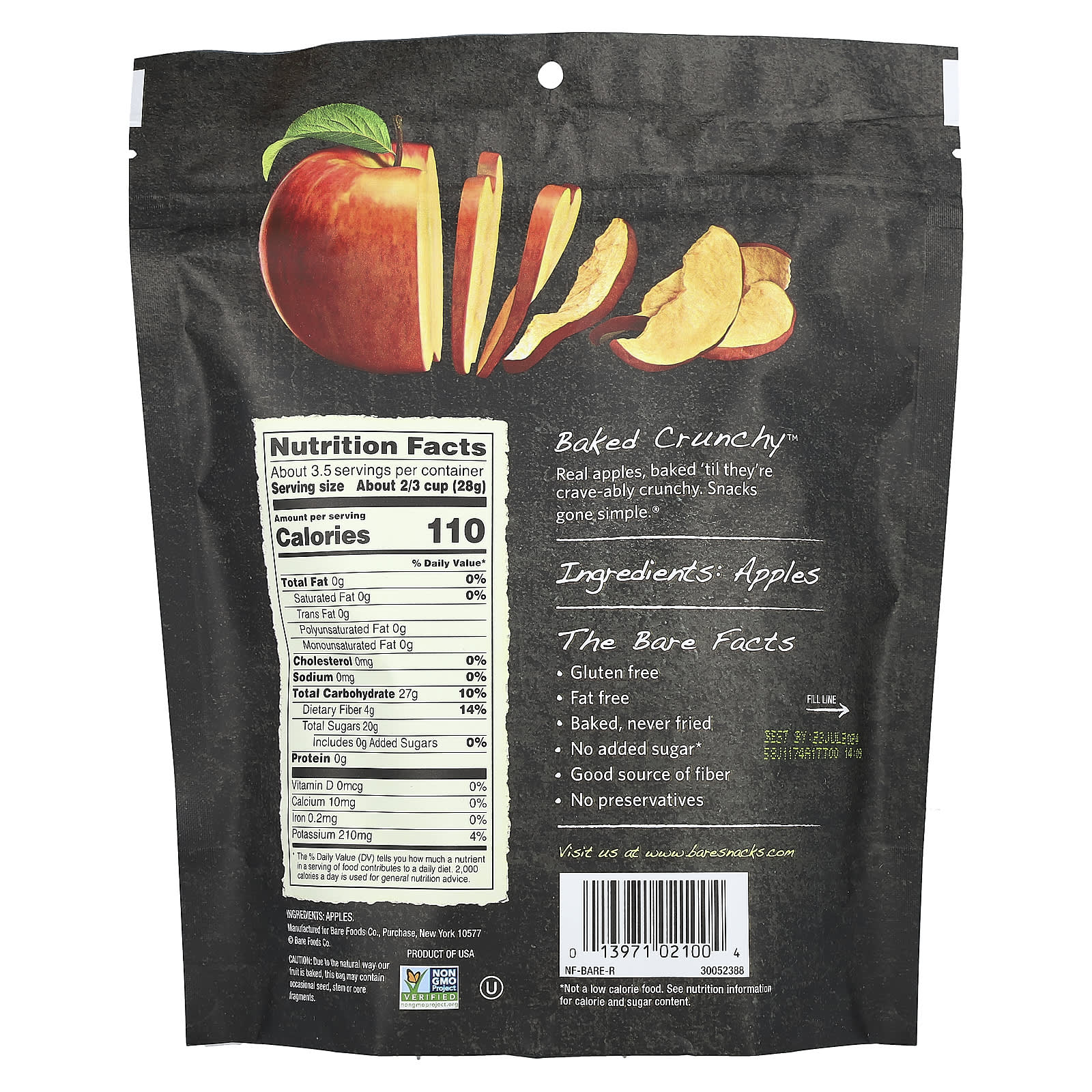 Bare Snacks, Baked Crunchy, Apple Chips, Fuji & Reds, 3.4 oz (96.3 g)