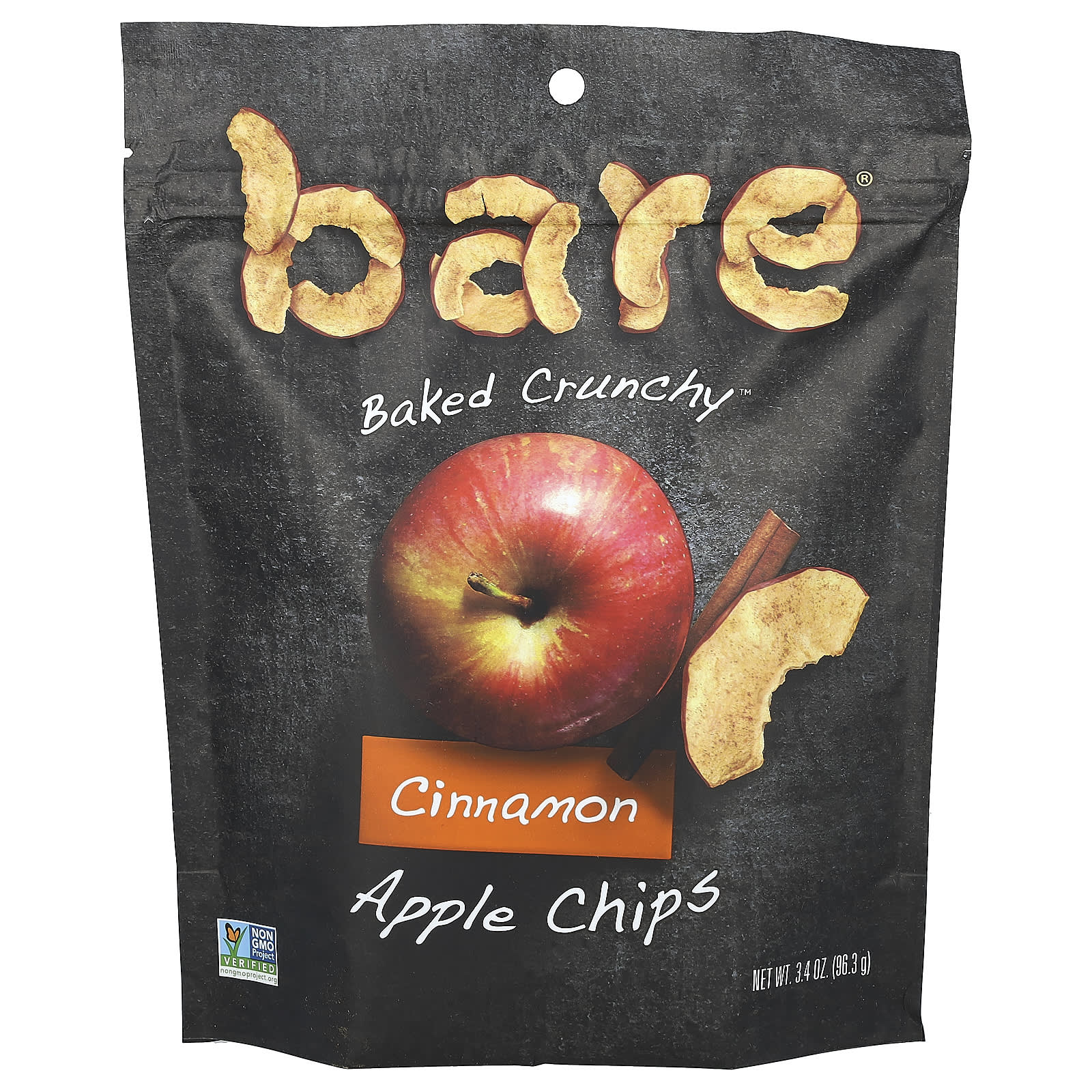 Bare Snacks, ベイクドクランチー、アップルチップス、シナモン、96.3g（3.4オンス）