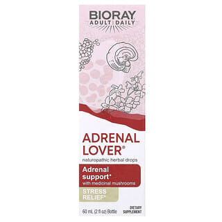Bioray, Adrenal Lover, добавка для поддержки здоровья надпочечников с полезными грибами, 60 мл (2 жидк. унции)