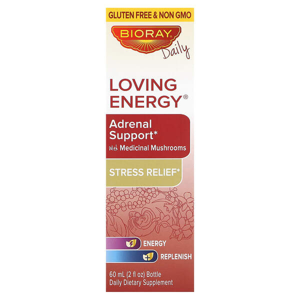 Bioray, Loving Energy, Adrenal Support with Medical Mushrooms, Alcohol Free, 2 fl oz (60 ml)