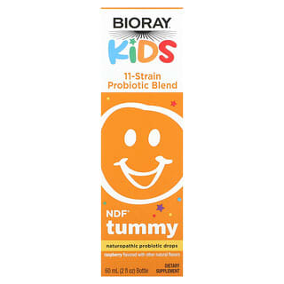 Bioray, Enfants, NDF Tummy, Mélange probiotique à 11 souches, Arôme framboise, 60 ml