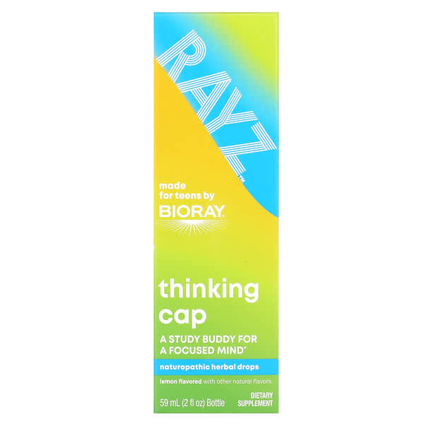 Bioray Rayz, Thinking Cap, Naturopathic Herbal Drops, Lemon, 2 fl oz (59 ml)