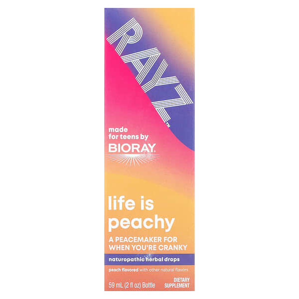 Rayz, Life Is Peachy, Herbal Drops For Teens, Peach, 2 fl oz (59 ml)