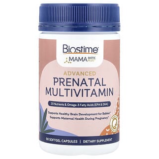 Biostime, MamaBiotic PLUS™, Multivitamines prénatales avancées, 90 capsules à enveloppe molle