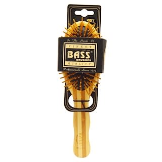 Bass Brushes, Escova de Cabelo Oval Grande, Cerdas de Madeira Amaciadas com Cabo de Bambu Despojado, 1 Escova de Cabelo