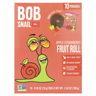 Bob Snail, Rollitos de frutas, Manzana y fresa, 10 bolsas, 10 g (0,35 oz) cada una