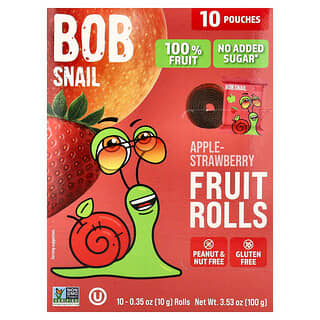 Bob Snail, Fruit Rolls, Apple-Strawberry, 10 Pouches, 0.35 oz (10 g) Each