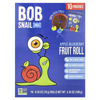 Bob Snail, фруктовые рулетики, яблоко и голубика, 10 рулетов по 10 г (0,35 унции)