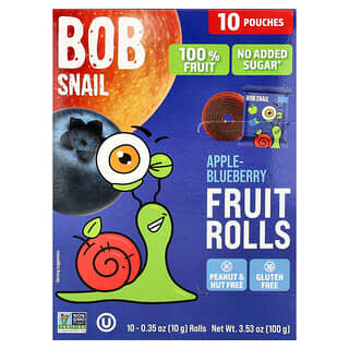 Bob Snail, Rolos de Frutas, Maçã e Mirtilo, 10 Rolos, 10 g (0,35 oz) Cada