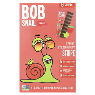 Bob Snail, Fruit Stripe, Apple-Strawberry, 6 Stripes, 0.49 oz (14 g) Each