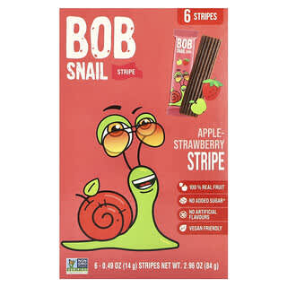 Bob Snail, 프루트 스트라이프, 사과-딸기, 6줄기, 각 14g(0.49oz)