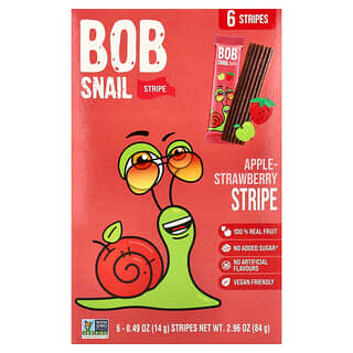 Bob Snail, Fruit Stripe, Apple-Strawberry, 6 Stripes, 0.49 oz (14 g) Each