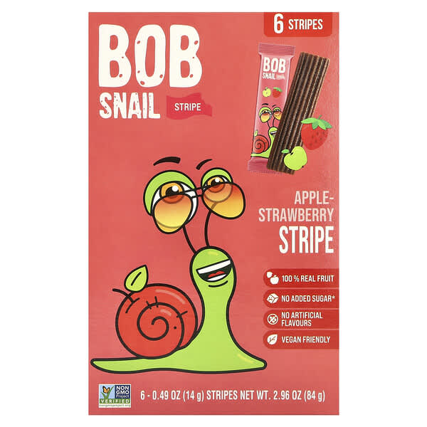 Bob Snail, 水果卷，蘋果-草莓味，6 條，每袋 0.49 盎司（14 克）