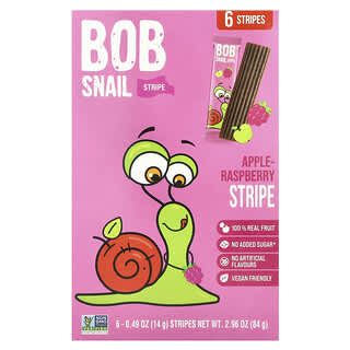 Bob Snail, Fruit Stripe, Pomme-framboise, 6 pièces, 14 g pièce