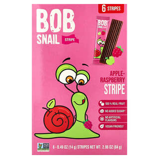 Bob Snail, Fruit Stripe, Apple-Raspberry, 6 Count, 0.49 oz (14 g) Each