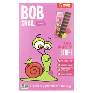 Bob Snail, Fruit Stripe, Apple-Raspberry, 6 Count, 0.49 oz (14 g) Each