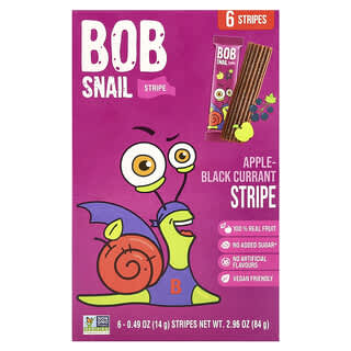 Bob Snail, Fruit Stripe, Apple-Black Currant, 6 Count, 0.49 oz (14 g) Each
