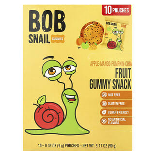 Bob Snail‏, חטיף גומי עם פירות, תפוח-מנגו-דלעת-צ'יה, 10 יחידות, 9 גרם (0.32 אונקיות) כל אחד