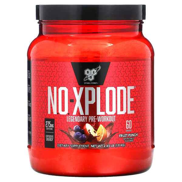 BSN, N.O.-Xplode、伝説のプレワークアウト、フルーツパンチ、2.45 lbs (1.11 kg)