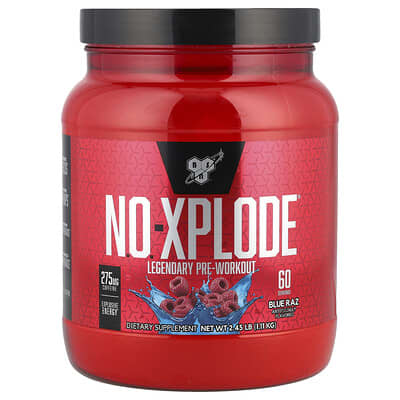 BSN, N.O.-Xplode, 鍛煉前能量粉，Blue Raz，2.45 lbs (1.11 kg)