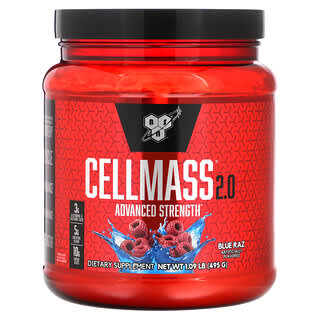 BSN, CellMass 2.0，锻炼恢复浓缩配方粉，蓝色拉兹，1.06磅（485克）