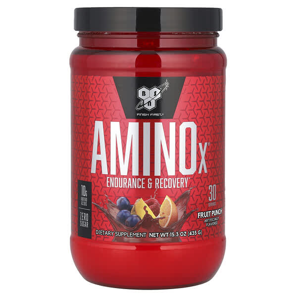 BSN, AminoX พันช์ผลไม้เพื่อความทนทานและการฟื้นฟู ขนาด 15.3 ออนซ์ (435 ก.)